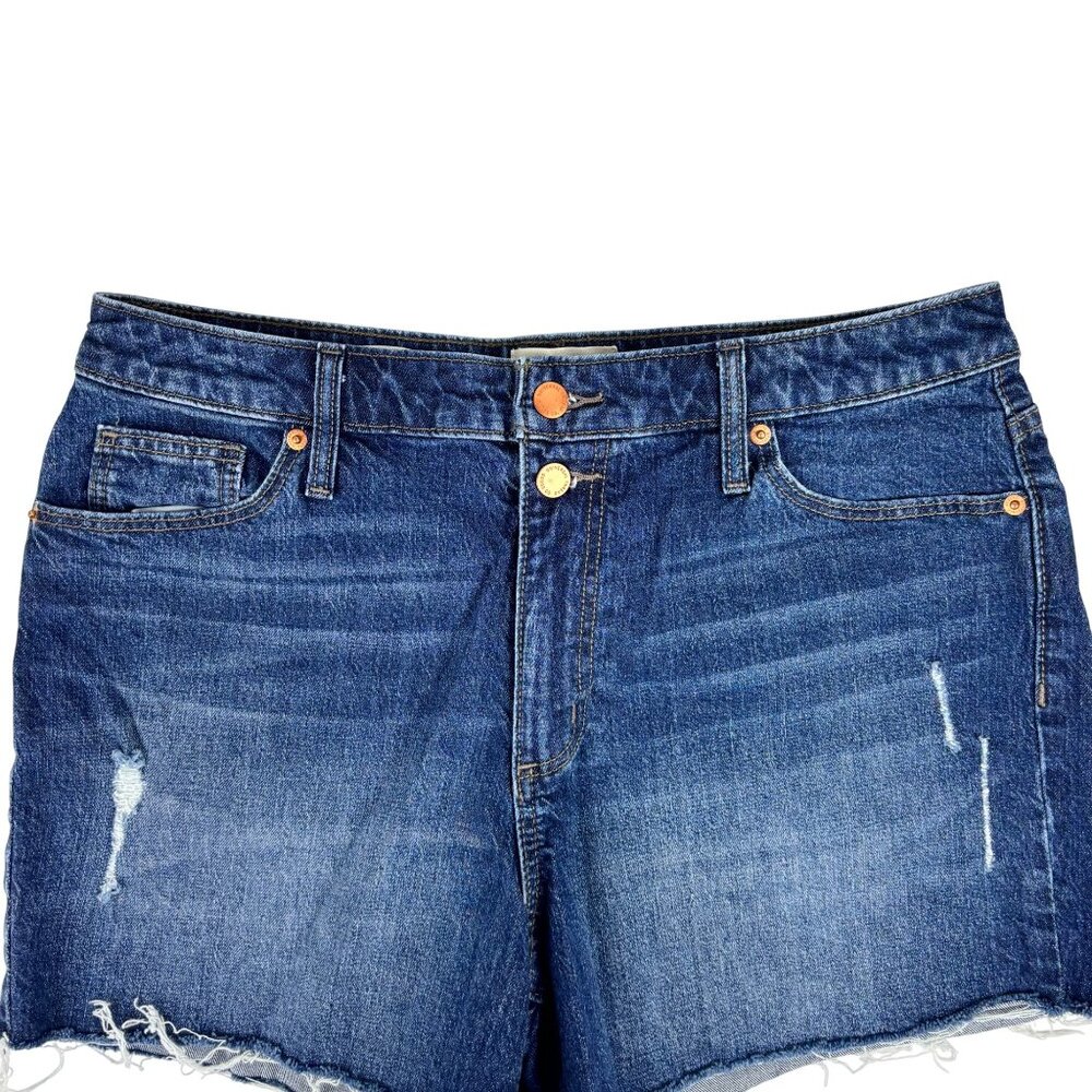 Universal Thread Vintage Midi Shorts Womens Size 12/31R Blue Denim Mid-Rise Dist - Picture 2 of 11